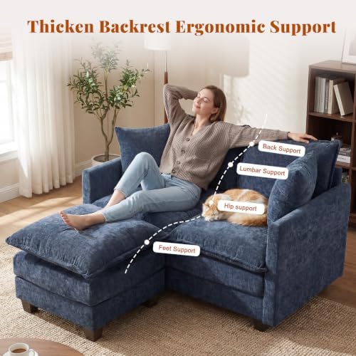 50'' Loveseat Sofa Set with Ottoman, Small Couch Set 2 Piece Cloud Love Seat - Image 5