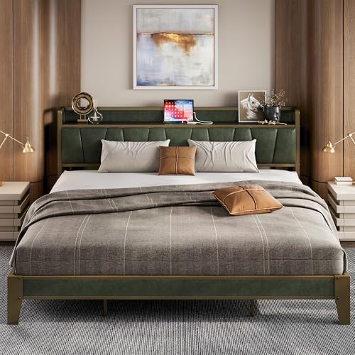 LIKIMIO King Bed Frame with Storage Headboard & Charging Station by LIKIMIO