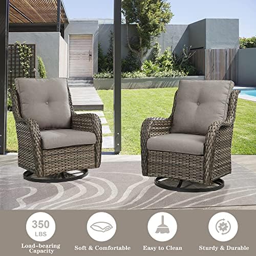 Belord Outdoor Swivel Chairs Set of 2, Patio Wicker Rocker Chairs - Image 3