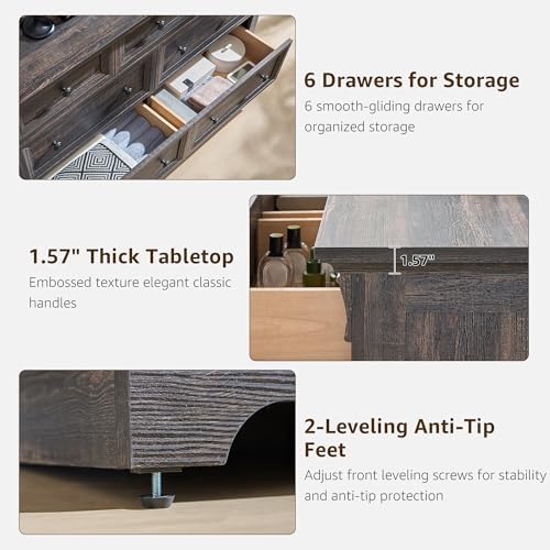 T4TREAM Rustic 7 Drawers Dresser - Image 5