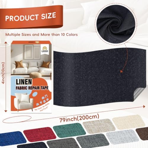 Linen Fabric Repair Tape 4x79 Inch, Self Adhesive Couch Patch Repair Fabric Tape - Image 2