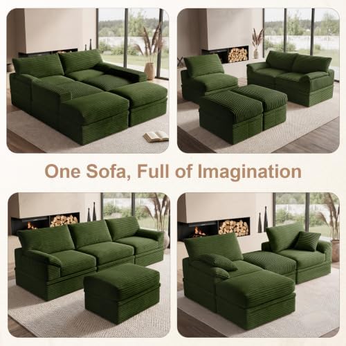 71" Modular Loveseat Sofa with Storage, 2-Seater Boneless Couch with Ottoman - Image 5