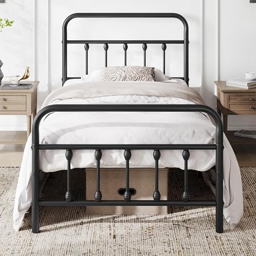 Yaheetech Twin Metal Platform Bed Frame, Victorian Headboard & Footboard by Yaheetech