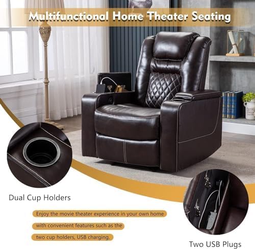 CANMOV Electric Power Recliner Chair Set of 3, Breathable Leather Home Theater - Image 3