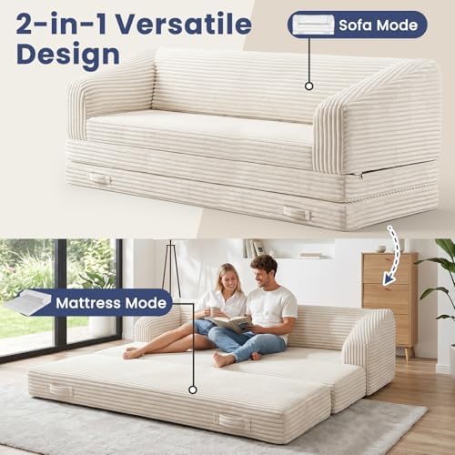 70” Folding Sofa Bed, 3-in-1 Convertible Triple Floor Couch Bed - Image 4