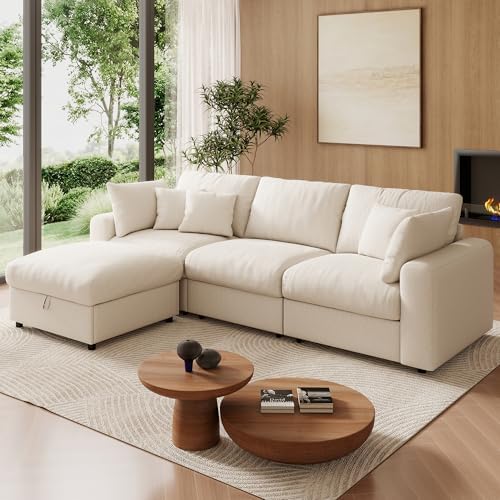 WorthFurni 110” Cloud Sectional Couches by WorthFurni