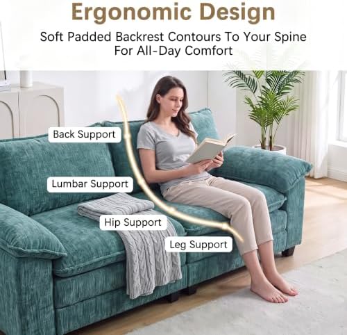 Homall 79.3" Loveseat Sofa, Cloud Sofa Couch, Deep Seat, Dark Blue - Image 4