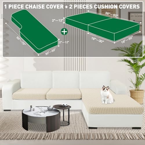 MAXIJIN Couch Cushion Covers for Sectional Sofa, Stretch Sofa Cushion Cover - Image 2