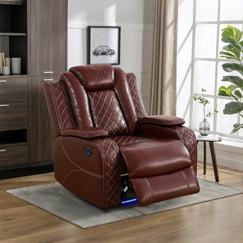 Breathing Leather Power Reclining Chair, Leather Reclining Sofa Couch Chair - Image 3