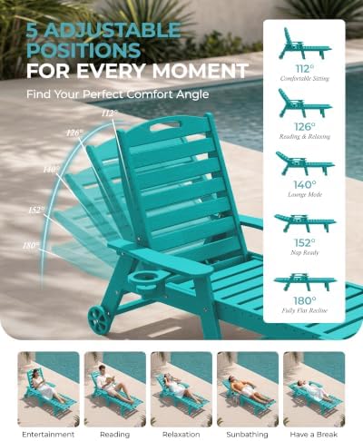 Ciokea Lounge Chair Outdoor Set of 6, Oversized Chaise Lounge Chair - Image 6