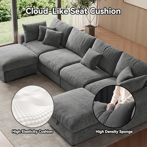 WorthFurni 140” Oversized Cloud Sectional Couches - Image 5