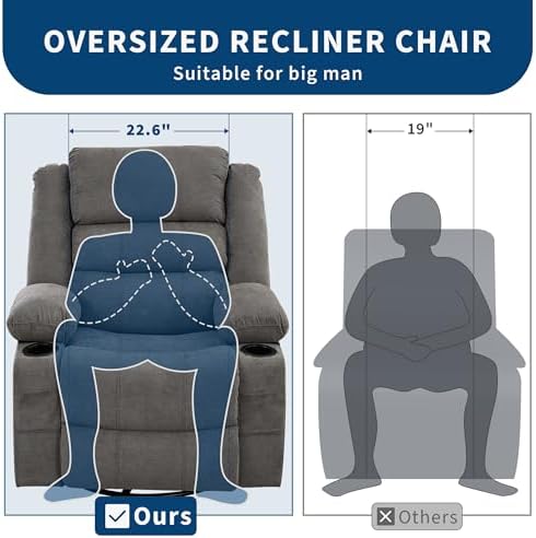 Garvee Rocking Recliner Chair for Adults Wide 360° Swivel Rocker Recliner - Image 4