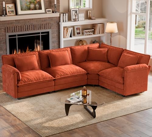 ELUCHANG 114" Oversized Modular Sectional Sofa, Comfy Chenille Cloud Couch by ELUCHANG