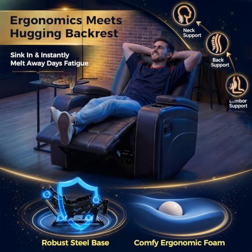 3X Manual Recliner Chair, Home Theater Seating - Image 4
