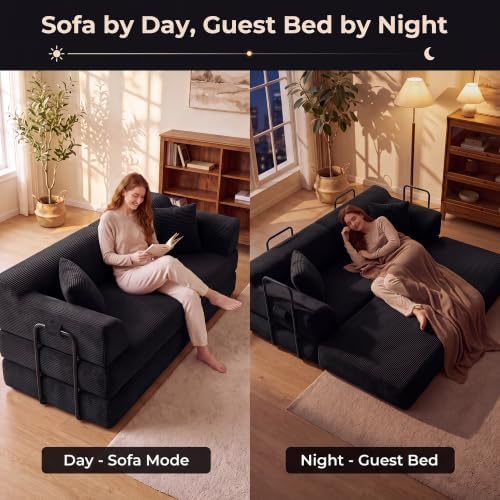 79'' Convertible Futon Sofa Bed, High‑Back Boneless Couches - Image 5