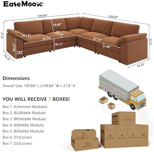 EASE MOOSE Sectional Modular Sofa, Oversized L Shape Sectional Couch Wide Deep - Image 2