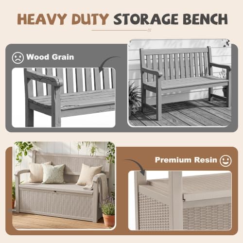 EFU Outdoor Bench Storage Deck BoxWaterproof Wicker - Image 5
