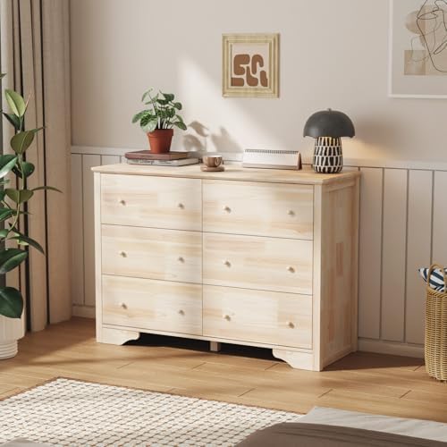 VINGLI 6 Drawer Dresser with Unfinished Solid Wood by VINGLI