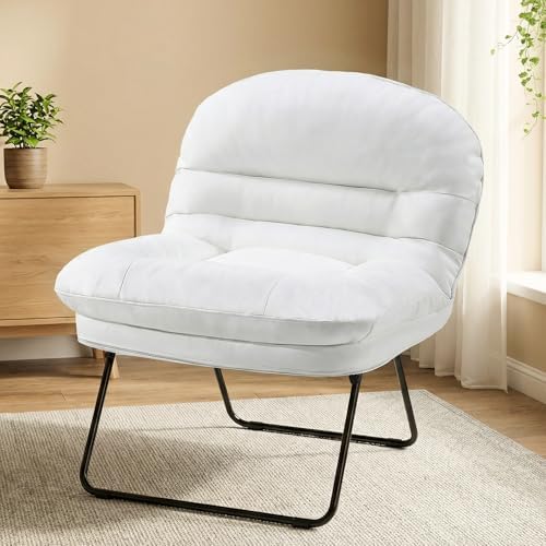 DUMOS Comfy Saucer Chair, PU Leather Foldable Chairs by DumosLifestyle