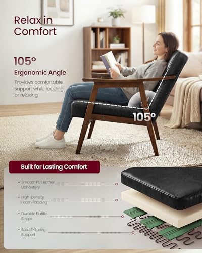 VASAGLE Accent Chair, PU Leather Armchair, Button Tufted, Thick Cushion - Image 4