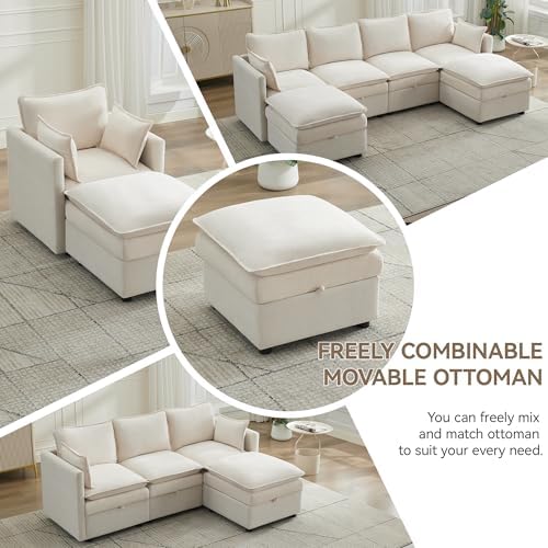 27" Large Square Ottoman with Storage, Modern Upholstered Footrest with - Image 4