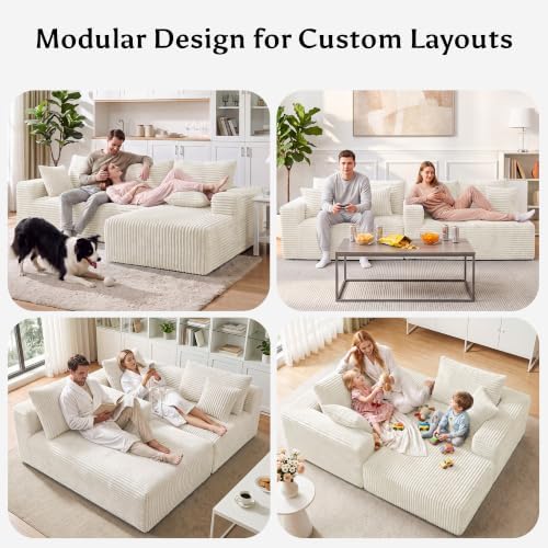 92.5" L-Shaped Boneless Modular Sectional Sofa, Cloud Couch - Image 4