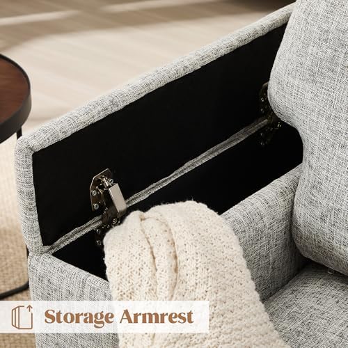 Accent Chair with Armrest Storage, Modern Upholstered Reading Living Room Chairs - Image 3