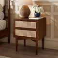 Bme Oliver Solid Wood Rattan Nightstand, Bohemian & Mid Century by Bme