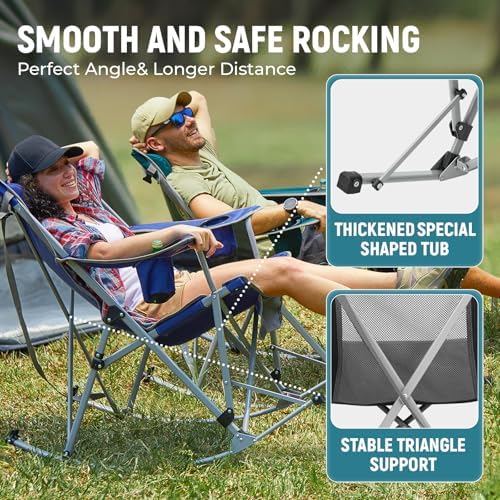 FUNDANGO Rocking Camping Chair, High Mesh Back Portable Folding Camp Chairs - Image 3