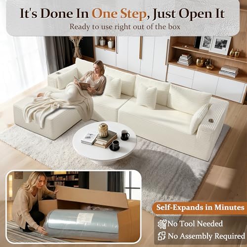138" Cloud Sectional Couch, Comfort L Shaped Boneless Couch - Image 3
