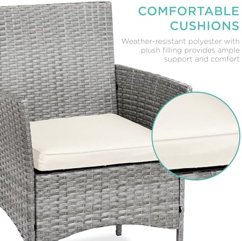 Best Choice Products 3-Piece Outdoor Wicker Conversation Bistro Set, Space - Image 4