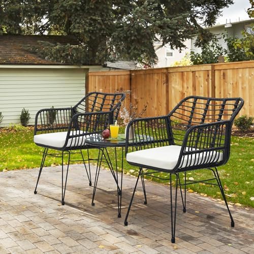 KROFEM 3 Piece Wicker Patio Bistro Furniture Set - Image 3