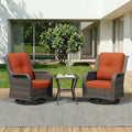 3 Piece Outdoor Wicker Patio Furniture Set, Swivel Rocker Patio Chairs Set by Gardenbee