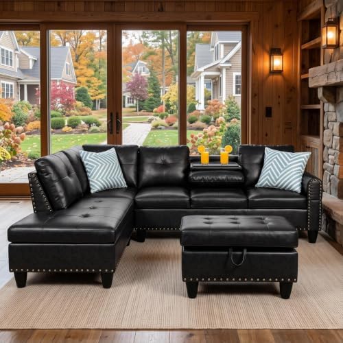 Faux Leather L-Shaped Couch Set by Topcomfy