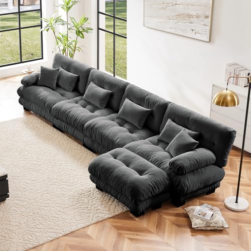 Modular Sectional Sofa for Living Room, Oversized 4 Seater Grey Sectional by Wunlerlant