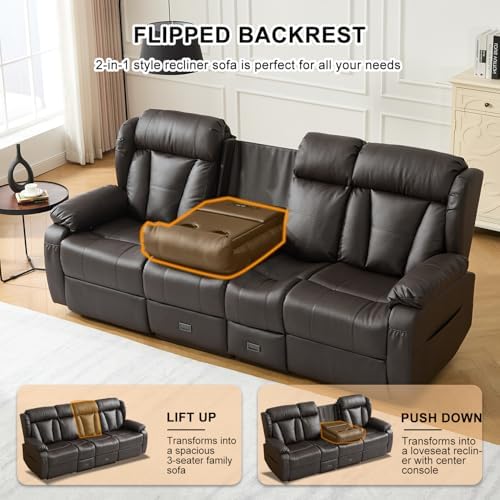 90.6" Reclining Sofa 3 Seater Recliner Couch - Image 5
