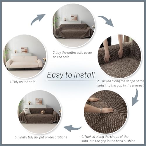 MYSKY HOME Couch Covers for 2 Cushion Couch Sofa, Chenille L Shape Sectional - Image 7