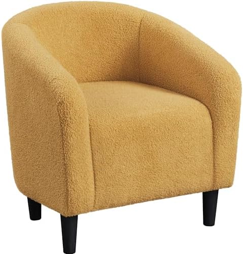 Yaheetech Small 25.5in Wide Sherpa Barrel Accent Chair, Mustard Yellow by Yaheetech