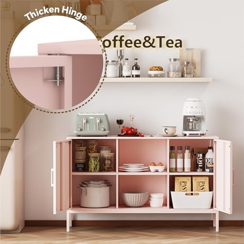 Metal Storage Cabinet, Metal Pink TV Stand - Image 6