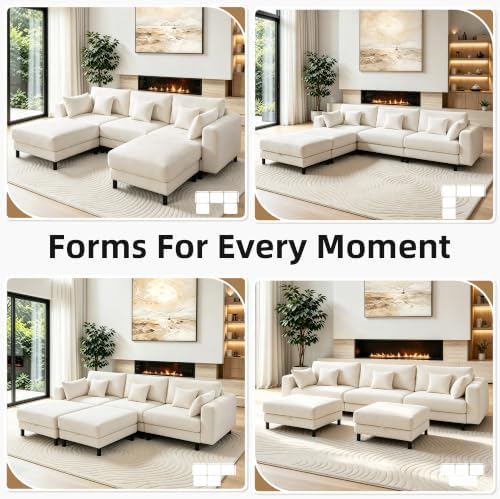 112.4" U Shaped Cloud Couch, Modular Sectional Sofa - Image 6