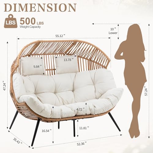 Shintenchi Double Egg Chair Outdoor Rattan Patio Chair - Image 2