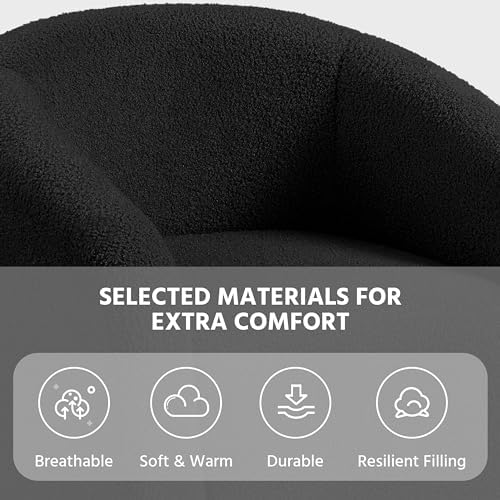 Topeakmart 25.5in Wide Small Sherpa Barrel Accent Chair - Image 6