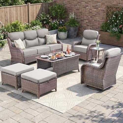 Swivel Patio Chairs sofa Set of 7 by Bellefurn