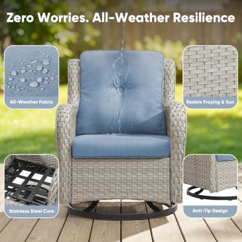 Belord 5 Piece Wicker Patio Furniture Set, Outdoor Swivel Rocker Chairs Set of 2 - Image 6