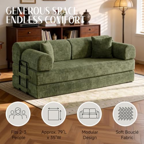 78.8" Convertible Sofa Bed, High Back Boneless Couch - Image 6