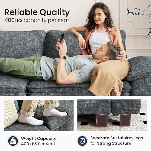 PHI VILLA 2-Piece Modular Loveseat Couch and Chair Set Setional Sofa - Image 6