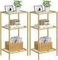 Gold Side Tables Set of 2, Tempered Glass End Table by Draelibor