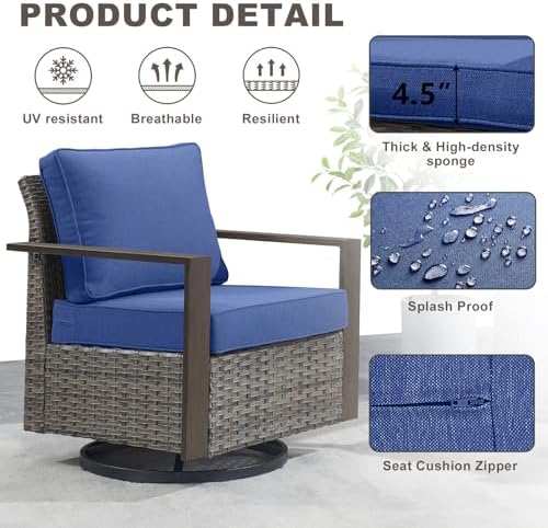 4 Pieces Outdoor Wicker Swivel Rocker Chairs - Image 3