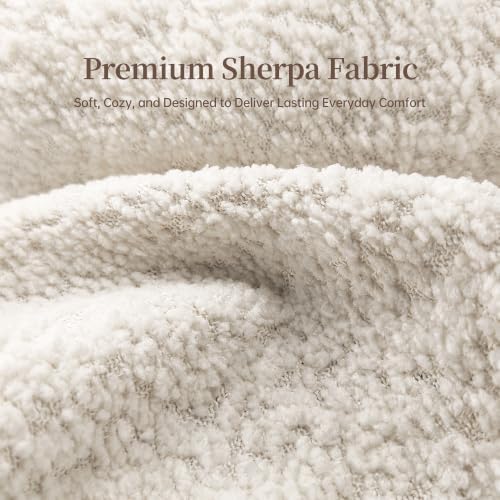 Swivel Accent Chair, Wood Frame, Sherpa Upholstery - Image 3