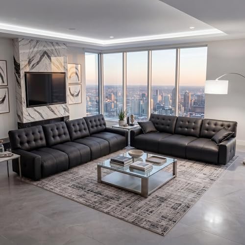 Oversized Sectional Leather Couch - Image 5